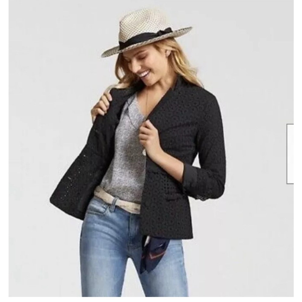 CAbi #5293 Black Eyelet Flamingo business jacket. Size 12. Like new condition.